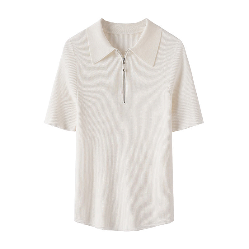 Femme Modern Reißverschluss Kragen Oberteil Heidi-Mode