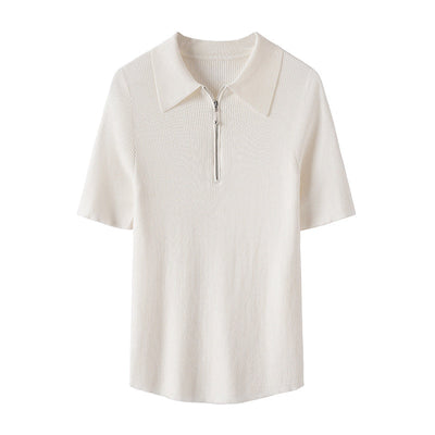 Femme Modern Reißverschluss Kragen Oberteil Heidi-Mode