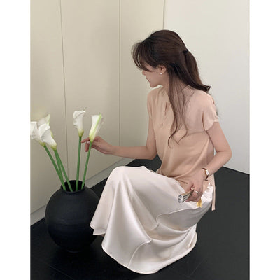 Femme Modern Mandarin Kragen Kurzarm Top Heidi-Mode