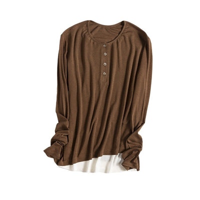 Femme Langarm-Henley-Oberteil Heidi-Mode