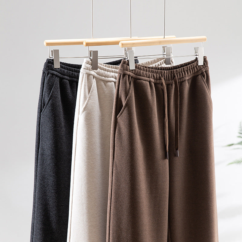 Femme Relaxed Fit Hahnentrittmuster Texturierte Jogginghosen Heidi-Mode