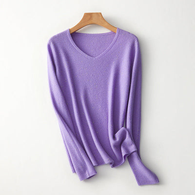 Femme Leicht V-Ausschnitt Strickpullover Heidi-Mode