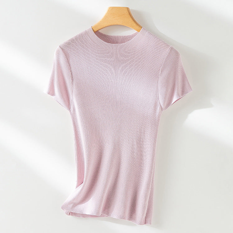 Femme Gerippte Strick T-Shirt Heidi-Mode