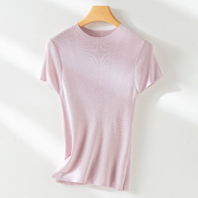 Femme Gerippte Strick T-Shirt Heidi-Mode