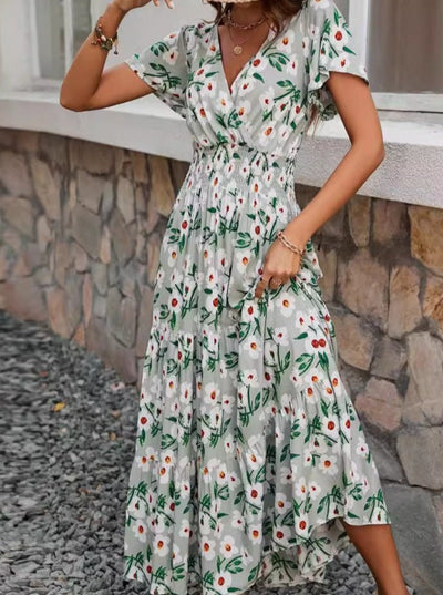 Suzette® | Ausgestelltes Kleid mit Blumendruck und V-Ausschnitt