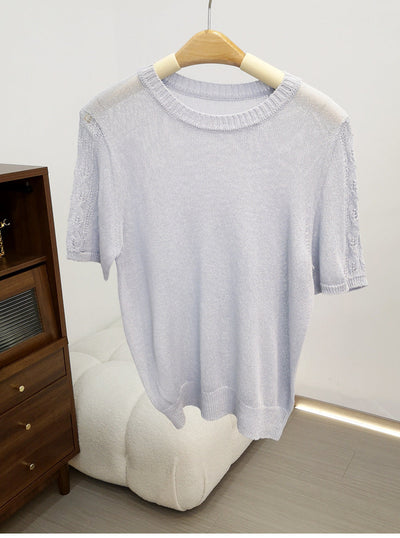 Femme Leichtgewicht Kurzarm Stricktop Heidi-Mode