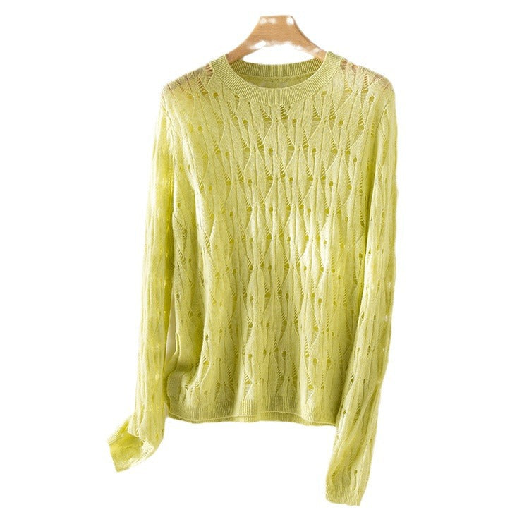 Femme Leichtgewicht Strickpullover mit Offenem Strickdesign Heidi-Mode