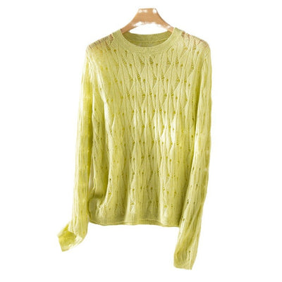 Femme Leichtgewicht Strickpullover mit Offenem Strickdesign Heidi-Mode