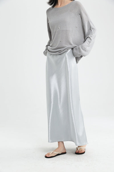 Femme Luxuriöser Satin Maxi Rock Heidi-Mode