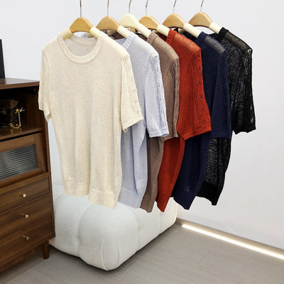 Femme Leichtgewicht Kurzarm Stricktop Heidi-Mode