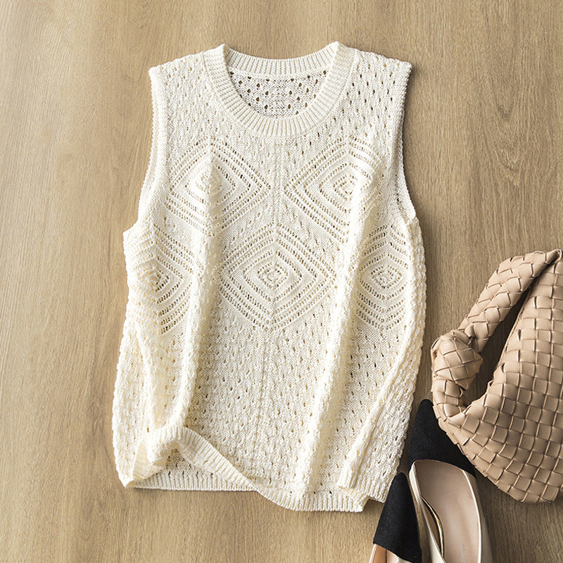 Femme Open-Knit Ärmelloser Pullover Heidi-Mode