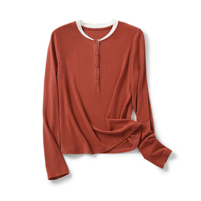 Femme Langarm Henley Top Heidi-Mode 1747972136