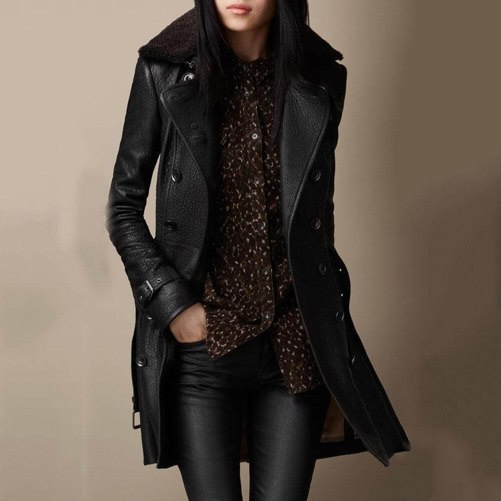 Emma | Eleganter 3/4 Leder-Mantel