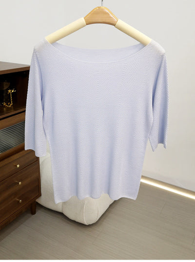 Femme Off-Shoulder Strukturiertes Strickoberteil Heidi-Mode