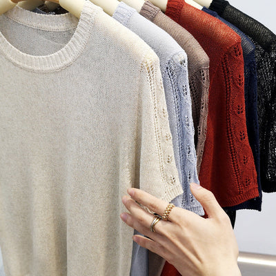 Femme Leichtgewicht Kurzarm Stricktop Heidi-Mode