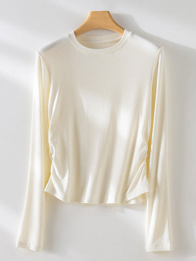 Damen Langarm Gathered Side Top Heidi-Mode
