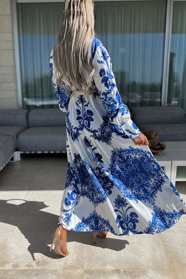Maxikleid mit Schlitz | Boho-Chic | Elegante Paisley-Muster