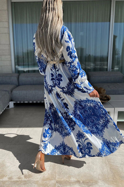 Maxikleid mit Schlitz | Boho-Chic | Elegante Paisley-Muster