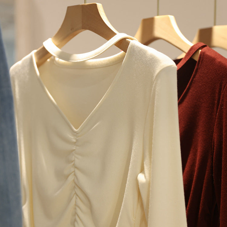 Femme Langarm Raffung Detail Top Heidi-Mode