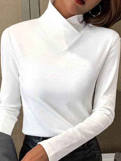 Langarmshirt mit asymmetrischem Kragen | Elegantes Design | Figurbetonte Passform