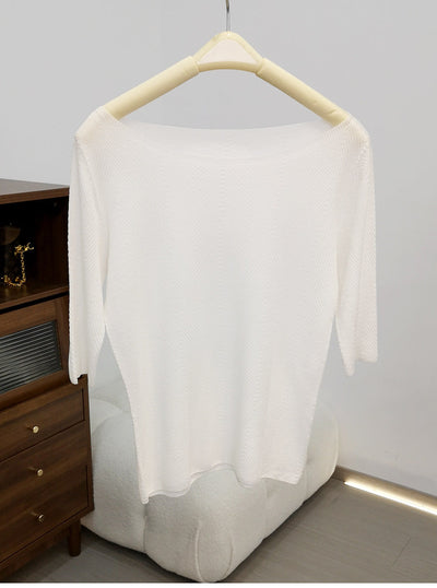 Femme Off-Shoulder Strukturiertes Strickoberteil Heidi-Mode