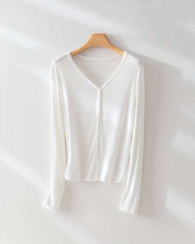 Femme Leichte Langarmknopfleiste Top Heidi-Mode