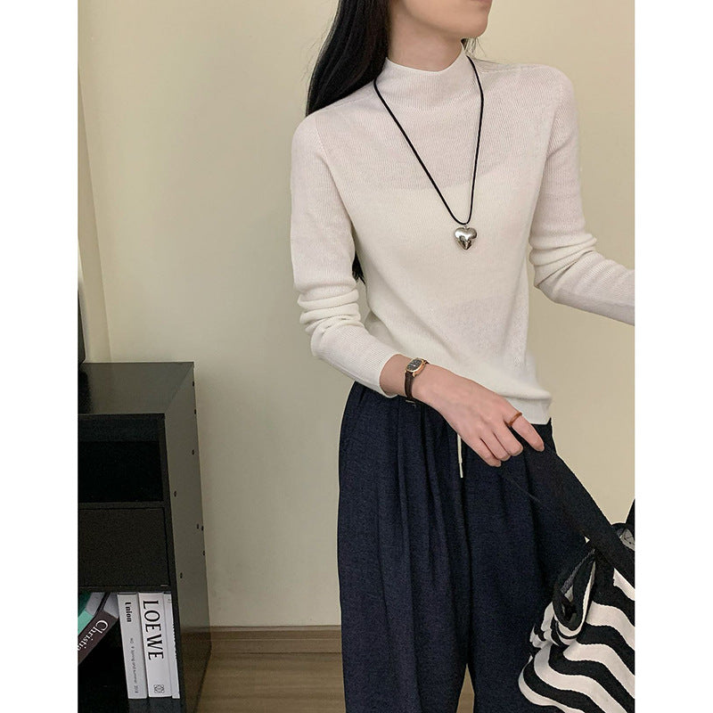 Damen Langarm Ripp-Turtleneck Pullover Heidi-Mode