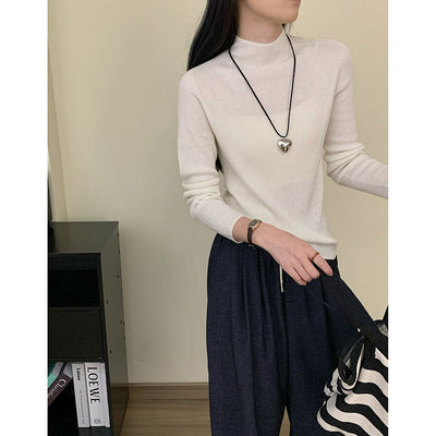 Damen Langarm Ripp-Turtleneck Pullover Heidi-Mode