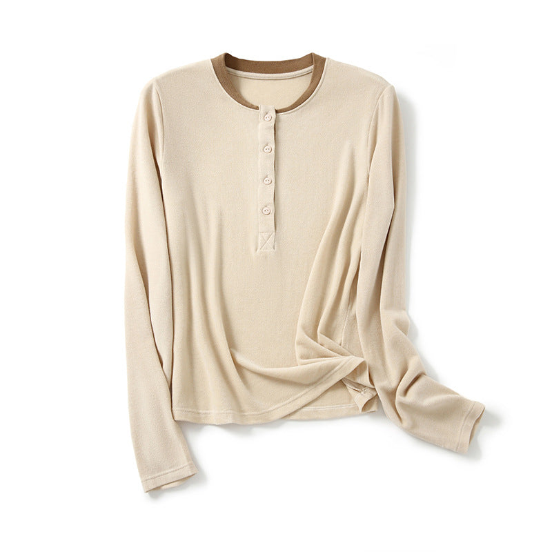 Femme Langarm Henley Top Heidi-Mode 1747972136