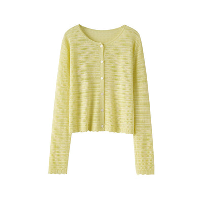Femme Leichtgewicht Strickjacke mit gewellten Kanten Heidi-Mode