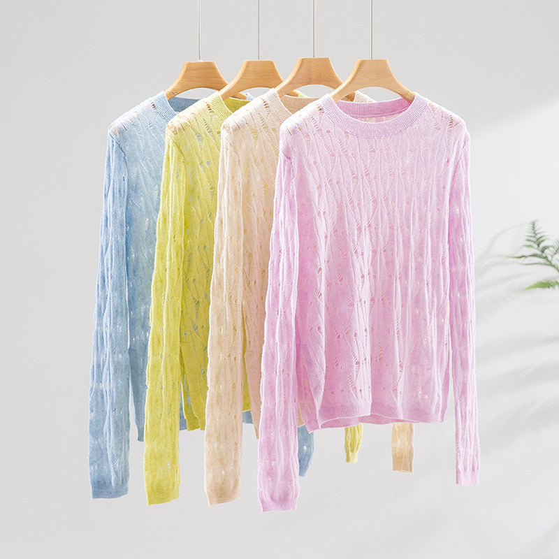 Femme Leichtgewicht Strickpullover mit Offenem Strickdesign Heidi-Mode