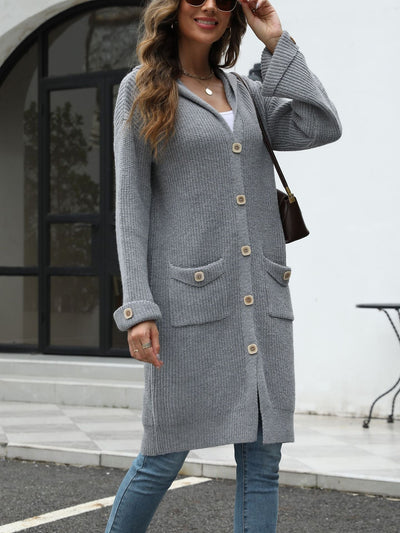 Langer Strick-Cardigan mit Kapuze | Gemütlich & stilvoll | Perfekt für den Alltag