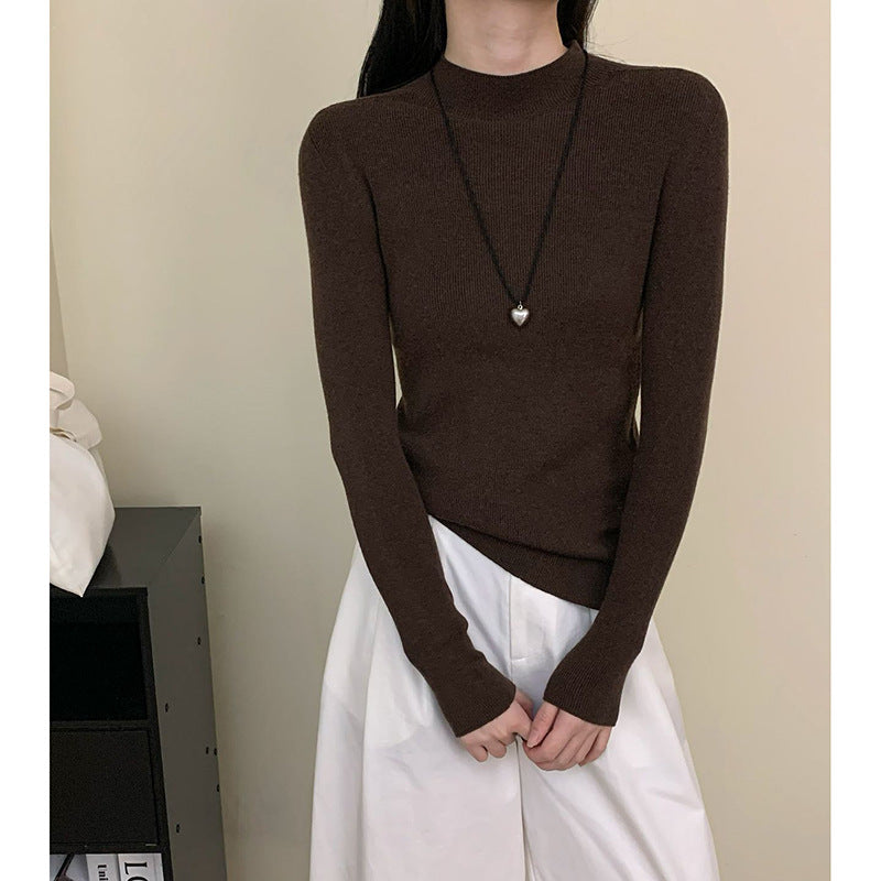 Damen Langarm Ripp-Turtleneck Pullover Heidi-Mode