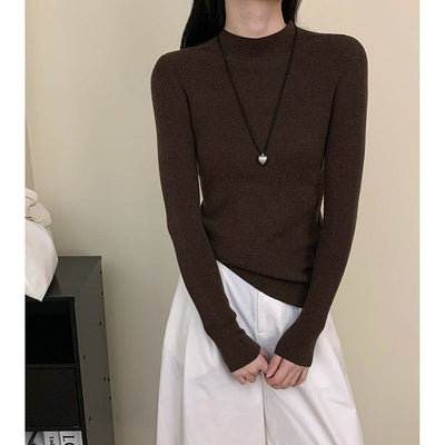 Damen Langarm Ripp-Turtleneck Pullover Heidi-Mode