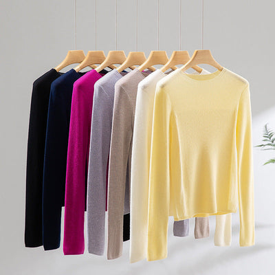 Femme Leichtgewicht Gerippt Langarm-Pullover Heidi-Mode
