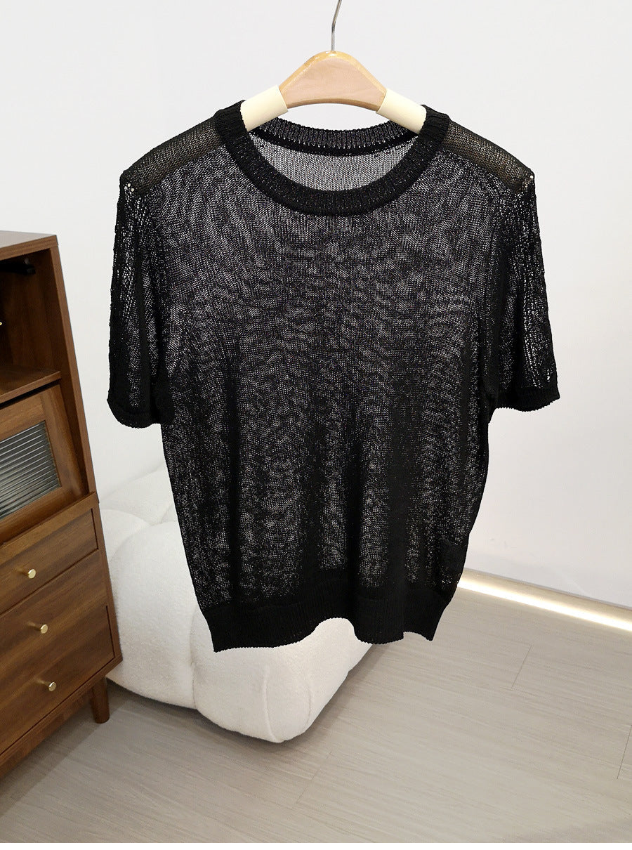 Femme Leichtgewicht Kurzarm Stricktop Heidi-Mode