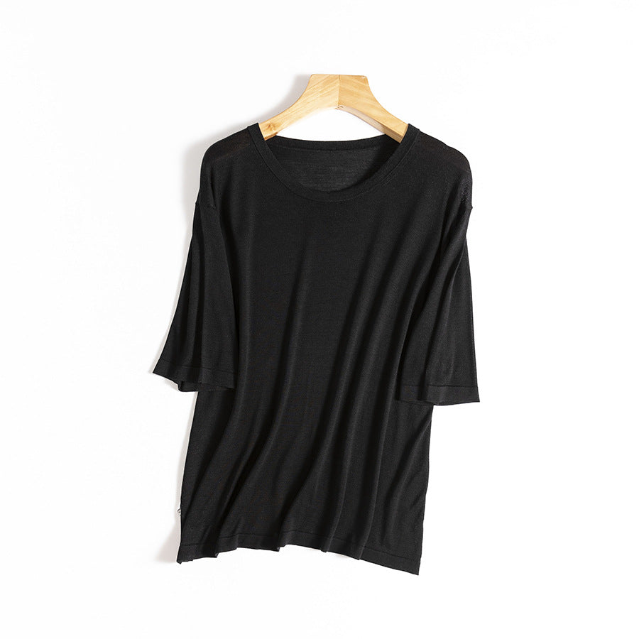 Femme Relaxed Fit Übergroße Kurzarm-Bluse Heidi-Mode