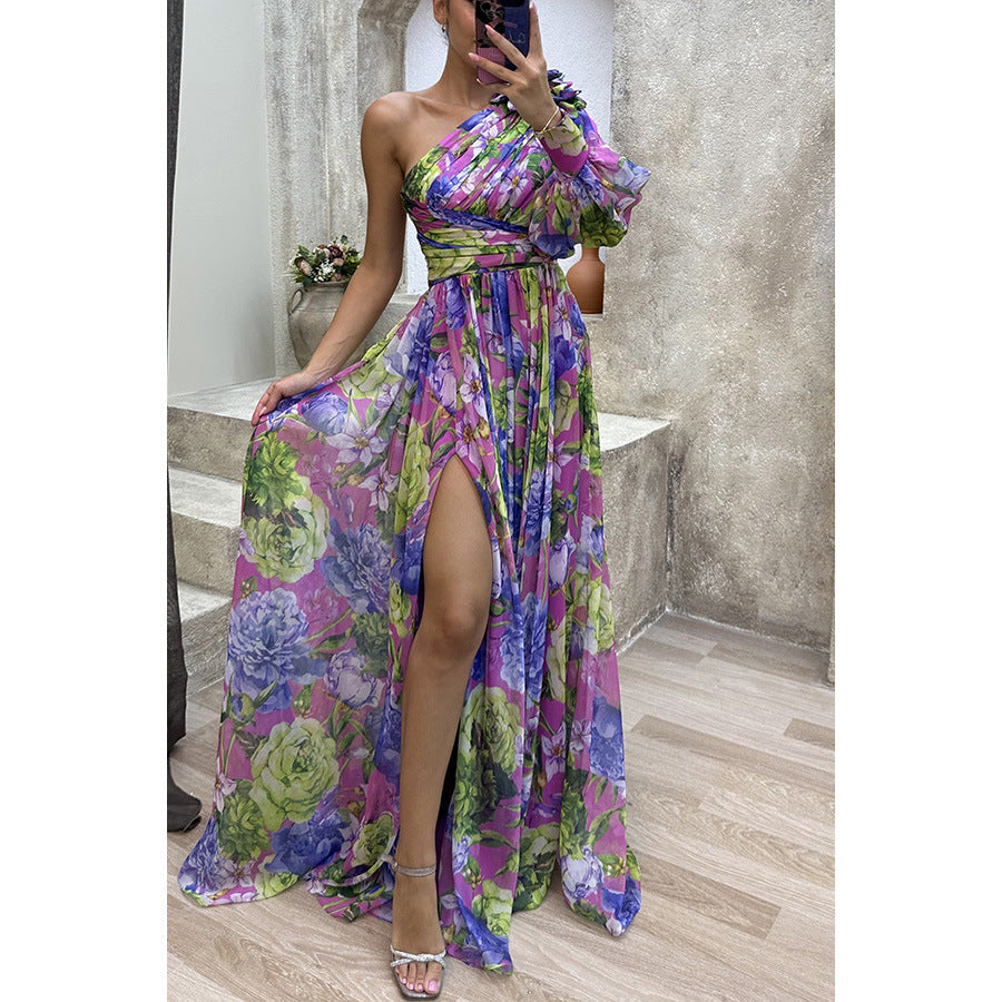 One-Shoulder Maxikleid | Florales Muster | Eleganter Schnitt