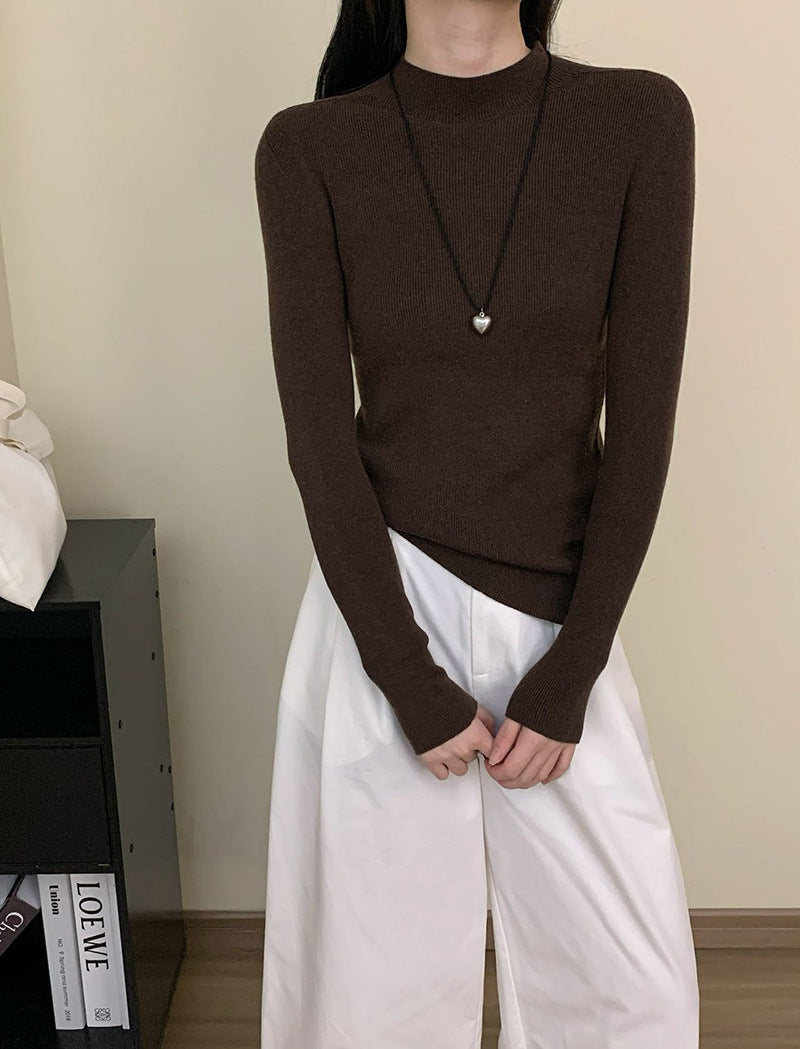 Damen Langarm Ripp-Turtleneck Pullover Heidi-Mode