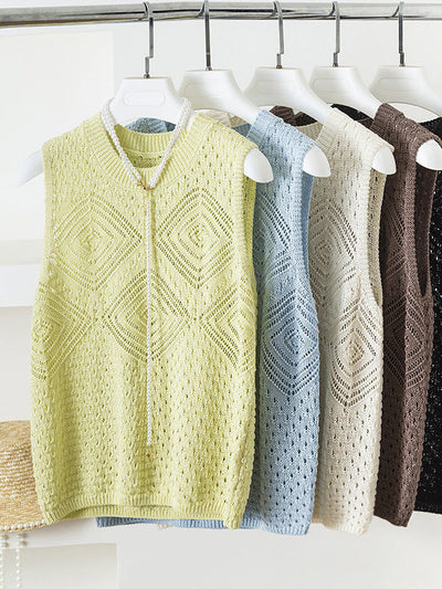 Femme Open-Knit Ärmelloser Pullover Heidi-Mode