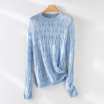 Femme Leichtgewicht Strickpullover mit Offenem Strickdesign Heidi-Mode