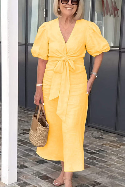 Midikleid mit Puffärmeln | Taillierte Passform | Eleganter Stil