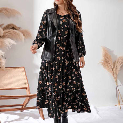 Maxikleid mit Blumenprint | Langarm | Fließende Silhouette