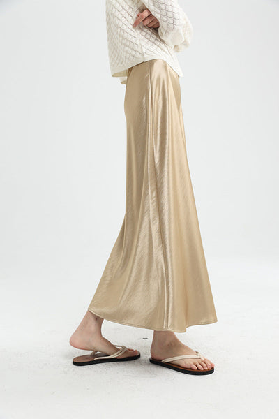 Femme Luxuriöser Satin Maxi Rock Heidi-Mode