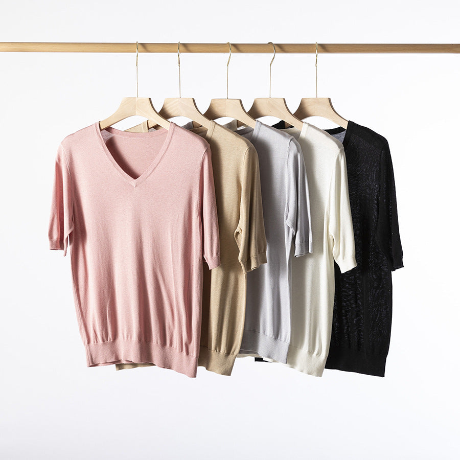 Femme luxuriöser V-Ausschnitt entspannter Pullover Heidi-Mode
