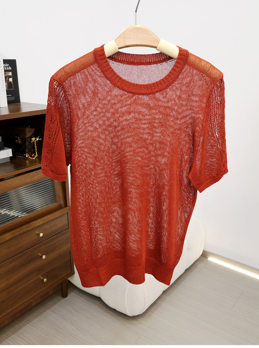 Femme Leichtgewicht Kurzarm Stricktop Heidi-Mode