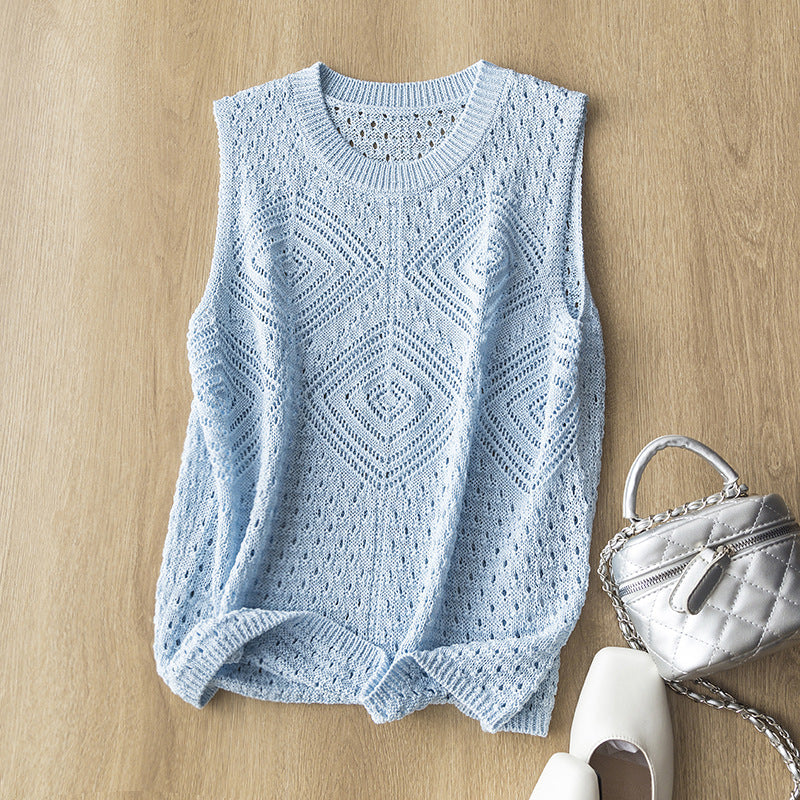 Femme Open-Knit Ärmelloser Pullover Heidi-Mode