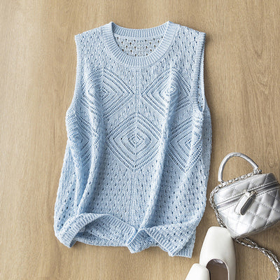 Femme Open-Knit Ärmelloser Pullover Heidi-Mode