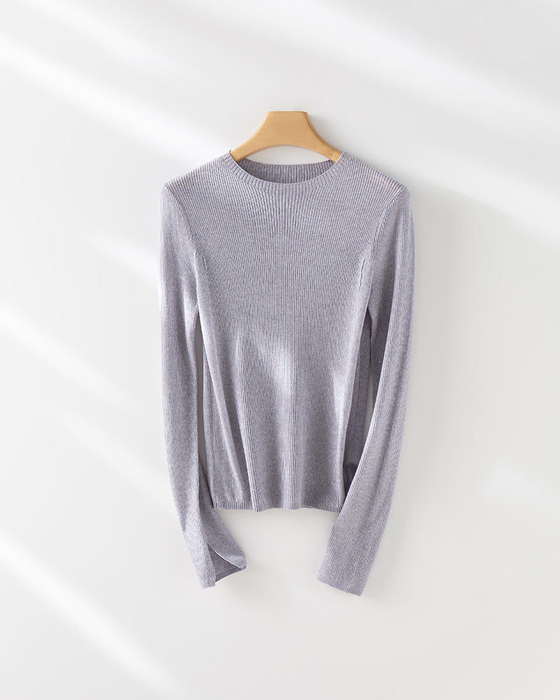 Femme Leichtgewicht Gerippt Langarm-Pullover Heidi-Mode