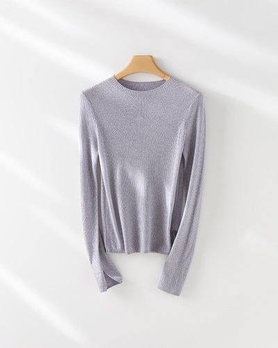 Femme Leichtgewicht Gerippt Langarm-Pullover Heidi-Mode